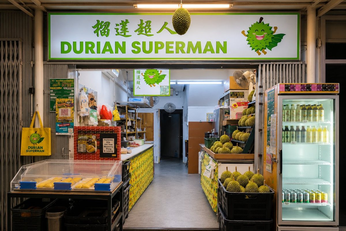 The Durian Superman stall at 92 Lorong 4 Toa Payoh